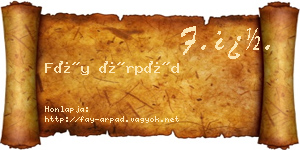 Fáy Árpád névjegykártya