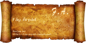 Fáy Árpád névjegykártya